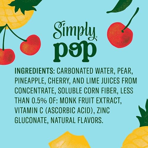 Simply POP Prebiotic Soda Fruit Punch Cans, 12 fl oz, 12 Pack thumbnail 6