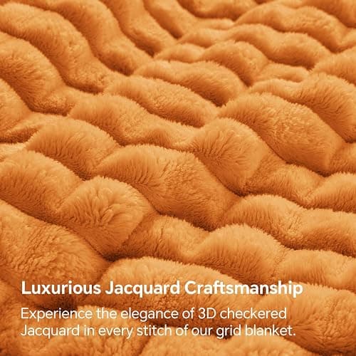 BEDELITE Burt Orange Fall Throw Blanket for Couch, Gifts for Women, 50"x60" | Cute Checked Soft Warm Fluffy Blanket for Bed Sofa, Lightweight Plush Cozy Fuzzy Blanket for Room Fall Decor, All Season Use thumbnail 4