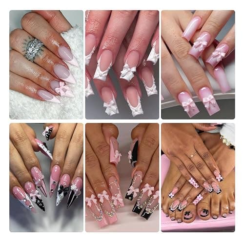 820 Pieces Bow Nail Charms 24 Color Nail Charms 3D Bows for Nails Includes 5 Colors Transparent Bow Charms for Nails with Pickup Tool Cute Colorful Nail Bows for Manicure DIY Decoration thumbnail 5