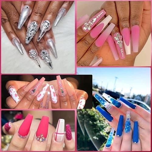 Nail Art Rhinestones Kit HUETFAT 2400pcs Nail Gems Crystal Clear Flatback Rhinestones Gems Stones, with Storage Organizer Box/Wax Pencil/Tweezers 6 Sizes (1.9-4.5 mm) for Nail Art Craft thumbnail 6