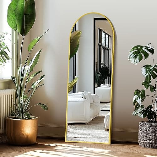 Delma Full Length Mirror, Large Floor Mirror for Wall, Bedroom, Bathroom, Living Room with Aluminium Frame (Stand, Arch 56x15-Gold) thumbnail 4