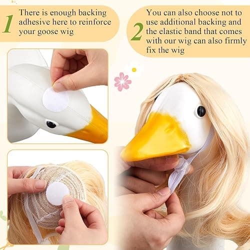 Dansydaisy 3 Pcs Easter Porch Goose Wigs, Porch Goose Outfit Suitable for 17 Inch and 23 Inch Statue, Cute Outdoor Statue Accessories, Patio Yard Goosey Wig for Lawn Garden Easter Decoration(Shocking) thumbnail 5