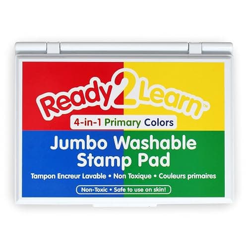 READY 2 LEARN Jumbo Washable Stamp Pad - 4-in-1 Primary Colors - Non-Toxic - Fade Resistant - Perfect for Scrapbooks, Posters and Cards - Image 1