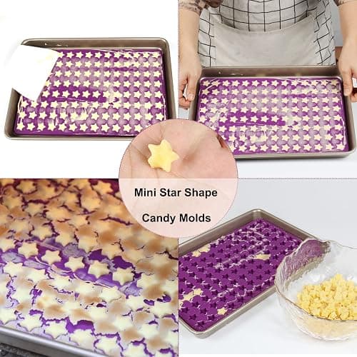 Amyandone Mini Star Silicone Mold, 112 Cavities Chocolate Candy Molds with Stars Shape for Homemade Pet Training Treats/Biscuits, Food Grade Star Mold for Fruit Snack/Cake Decor (with a Scraper) thumbnail 5