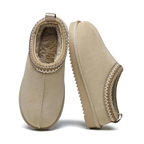 Meik Mangni Women's Slippers Genuine Suede Platform Mini Boots Mens Faux Fur Warm Lining Winter Mules Cozy Warm House Shoes Indoor and Outdoor thumbnail 6