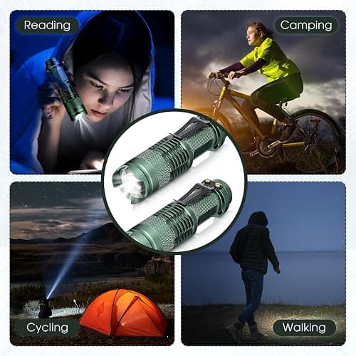 Fumete 20 Pieces LED Flashlight Mini 3 Mode Tactical Torch Small Water Resistant Pocket Flash Light Adjustable Focus Light Pen for Men, Father, Indoor Outdoor Hiking(Dark Green) thumbnail 6