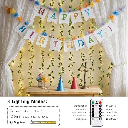 JMEXSUSS Vines Lights for Bedroom, 200 LED Vines Fairy Lights, Artificial Ivy Leaf Light for Wall Curtain Wedding Party Indoor Decor, 6.5ft x 6.5ft with Remote thumbnail 8