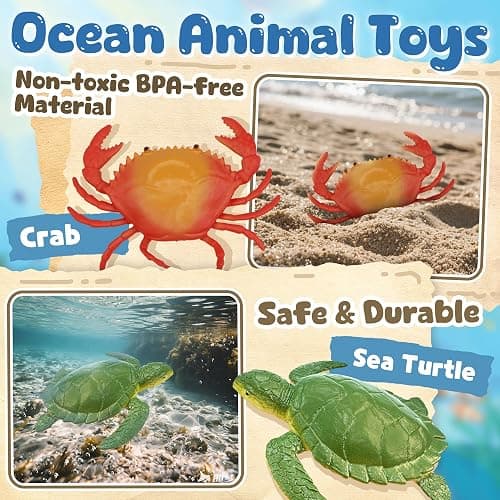Beetots Ocean Sea Life Toy Figures Set for Kids, 12 PCS Realistic Marine Animals with Shark, Dolphin, Sea Turtle, Penguin, Seal, Clownfish, Crab, Ocean Animal Figure Toys for Boys Girls Toddlers thumbnail 6