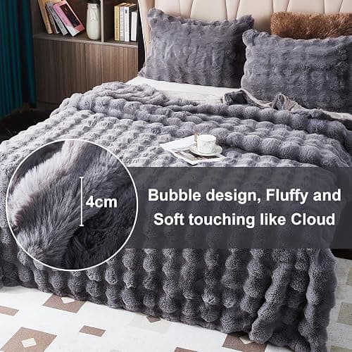 Kuscheldecke Kaninchen Plüsch Decke Super Soft Wohndecke Dick 1000 G/M² Flanell Decke Couchdecke Warme Überwurfdecke Sofadecke Vielseitig Blanket Für Bett Sofa Schlafzimmer Büro Dunkelgrau 130 x 160cm thumbnail 6