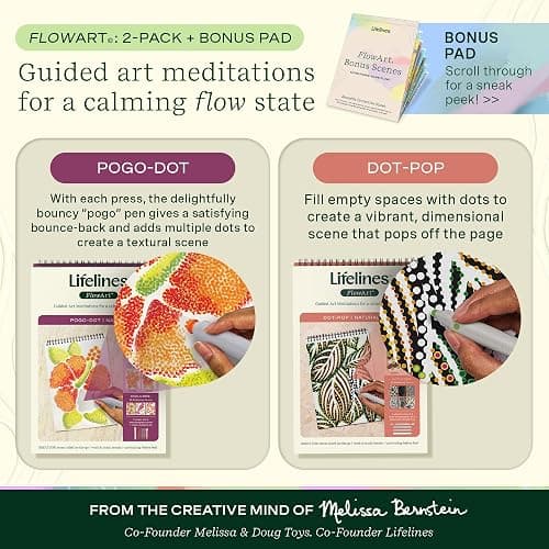 Lifelines FlowArt Activity Pad, 2-Pack & Bonus Pad - Guided Dot Art Meditations with Markers – Dot-Pop and Pogo-Dot Coloring Books for Tweens, Adults & Seniors thumbnail 2
