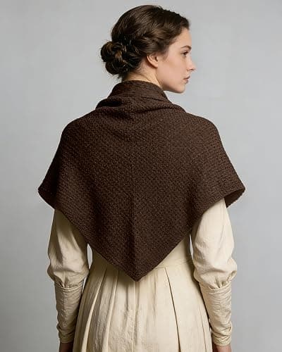 Women's Medieval Renaissance Knit Triangle Shawl Wrap for Ren Faire | Outlander Sontag Shawl Sweater, Halloween, Peasant Elf Fairy Witch Victorian Shoulder Cape, LARP, Wedding, Winter thumbnail 5
