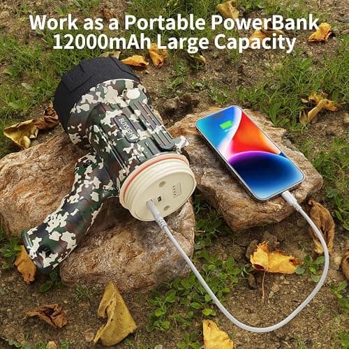 BUYSIGHT Rechargeable Spotlight Flashlight,1000,000 lumens Hand held Spotlight Waterproof Flashlight Hunting Lamp with red Filter (Camouflage Green) thumbnail 6