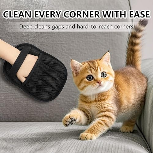 XXJXXJ Upgraded Pet Hair Removal Gloves for Cats & Dogs, Five-Finger Electrostatic Reusable Magic Brush for Effortless Pet Hair Remover Tool on Carpet, Clothing, Laundry, Couch, Car Seat (Black) thumbnail 4