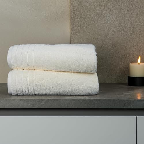 Tens Towels 4 Piece Extra Large Bath Towels 30 x 60 Inches, Cream | 100% Cotton, Larger & Lighter Weight, Quicker to Dry, Super Soft and Absorbent, Perfect for Bathroom thumbnail 3