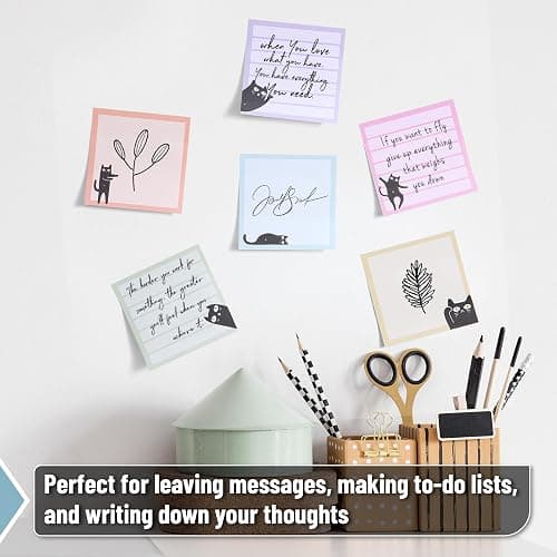 Mr. Pen- Black Cat Sticky Notes Set, 3" x 3", 6 Pads, 480 Sheets, Black Cat Sticky Notes, Memo Pads, Self-Stick Note Pad for Office, School, Home, Study & Organization thumbnail 6