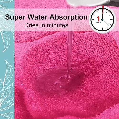 OLANLY Memory Foam Bath Mat Rug 24x16, Ultra Soft Bathroom Rugs, Deep Pink | Thick Absorbent Carpet, Non-Slip Backing, Machine Washable, for Bathroom Floor, Tub, Shower and Home Decor Accessories thumbnail 6