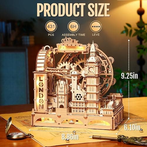 ROKR 3D Wooden Puzzles for Adults,Marble Travel London,431Piece 3D Puzzles,Marble Run Gift for Adults thumbnail 2