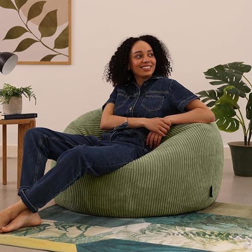 Icon Kingston Sitzsack Cord, Salbeigrün, Sitzsack Erwachsene mit Füllung, Bean Bag, Cord Sessel, Lounge Sessel, Lounge Stuhl, Schlafzimmer, Wohnzimmer, Wohnzimmer Möbel thumbnail 2