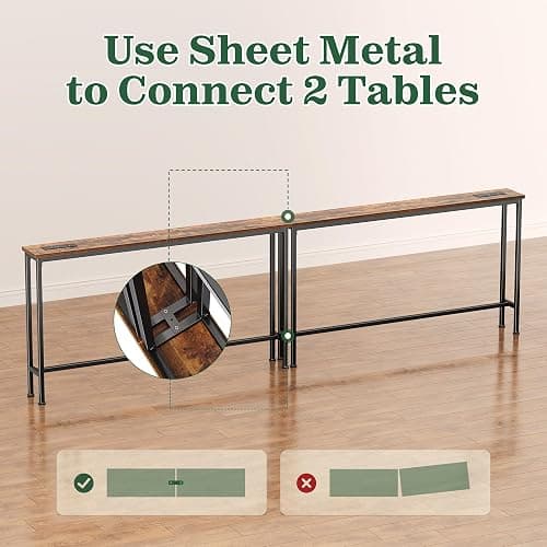 Behind Couch Table with Charging Stations | Power Outlet with USB-C Ports, Extra Storage Behind Sofa,Sofa Table Console Table for Entryway Living room, Rustic Brown thumbnail 9