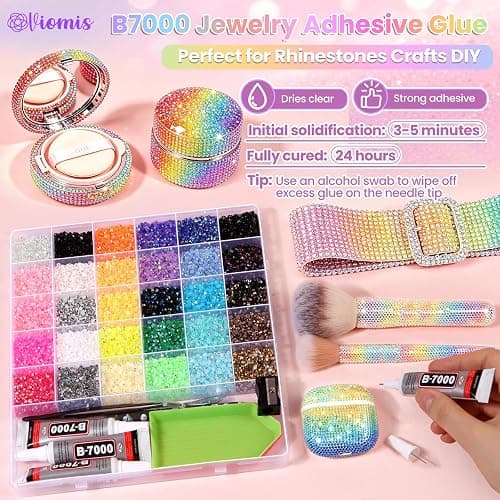 Bedazzling Kit, 40000PCS 3mm Rhinestones 30 Colors | Complete Craft Rhinestone Set with B7000 Glue & Precision Tools for Nail Art, Crafts, Clothing, Shoes and DIY Projects thumbnail 7