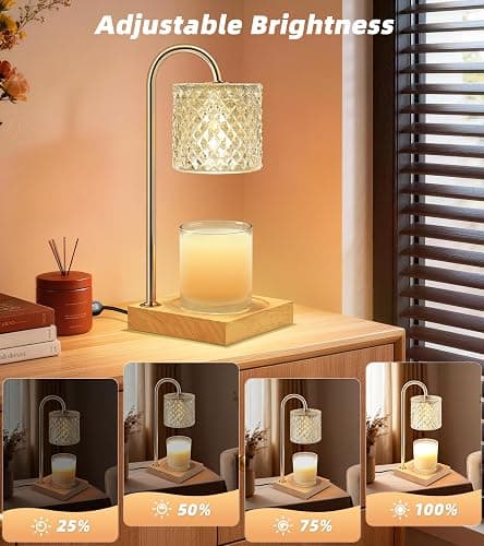 Candle Warmer Lamp, Candle Lamp Wax Warmer, Timer & Dimmer 7-Levels, Fits Cup Jar Candle, Top Melting, Crystal Heater Lamp for Scented Wax, Elegant Home Decor, Clear Glass thumbnail 4