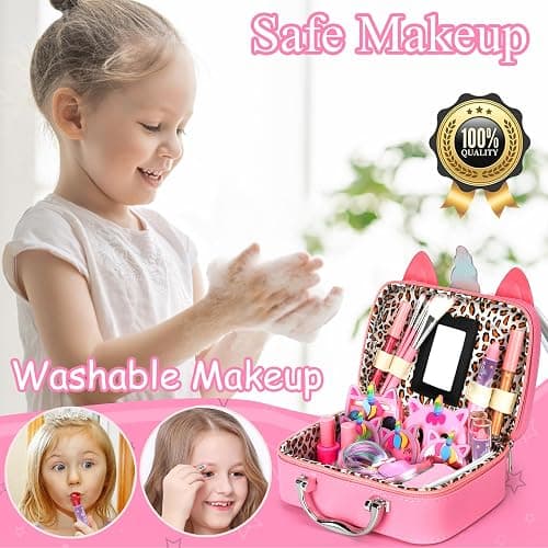 Heaning Kids Washable Makeup Girl Toys - Real Makeup Kit Kid Make up Set for Toddlers Children Princess Dress Up Christmas Birthday Gifts Toys for 3 4 5 6 7 8 9 10 11 12 Year Old Girls thumbnail 6
