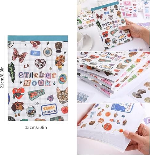 1300+ Kawaii Journal Sticker Book for Adults, Cute Korean Style Foodie & Dream Washi Stickers, Repositionable Journal Stickers & Scrapbook Stickers for DIY Craft（Time Regained） thumbnail 4