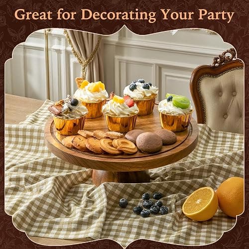Fyctio Acacia Wood Cake Stand with Lid,12in Round Acrylic Cake Stand with Dome,2-In-1 Reversible Charcuterie Board with Lid,Large Wooden Baked Goods Display Holder,Perpare For Dessert,Cheese,Chips,Cookie thumbnail 7