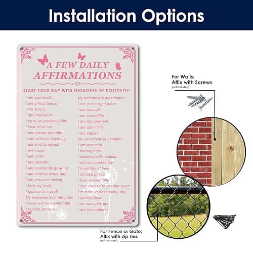 A Few Daily Affirmations Wall Art for Teen Girls - 12x8 Inch Metal Aluminum Sign, Motivational Wall Decor, Inspirational Gifts for Women, Pink Bedroom Decor thumbnail 7