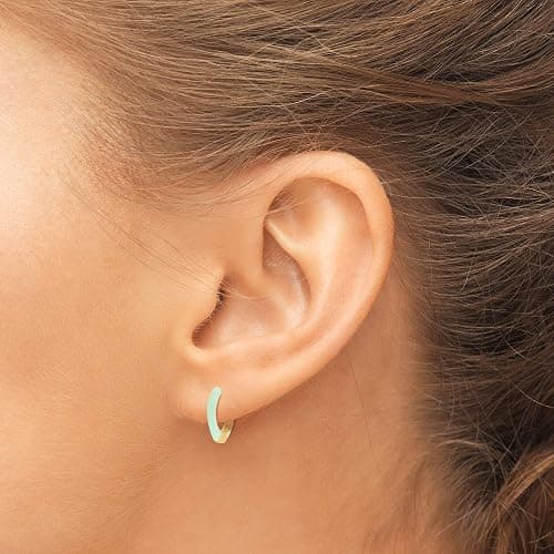 14K Gold Plated Sterling Silver Enamel Color Huggie Hoop Earrings for Women – Wide Range of Vibrant Color Options Available thumbnail 7
