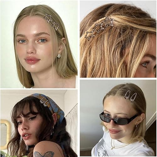 Metal Snap Hair Clips,8 Pairs Hair Barrettes for Women - Star & Water Drop Hair Barrettes, Non-Slip Y2K Accessories for Thin Thick Hair,Vanilla Dot thumbnail 7