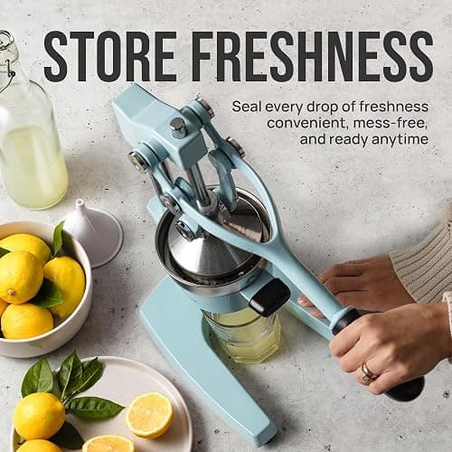 Zulay Kitchen Cast-Iron Orange Juice Squeezer - Heavy-Duty, Easy-to-Clean, Professional Citrus Juicer - Durable Stainless Steel Lemon Squeezer - Sturdy Manual Citrus Press & Orange Squeezer (Blue) thumbnail 8