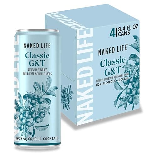 Naked Life Non-Alcoholic Drinks, Classic G&T, Zero Sugar, Award-Winning Alcohol-Free Cocktail, Low Calorie 4 pack, 8.4 fl oz cans - Image 1
