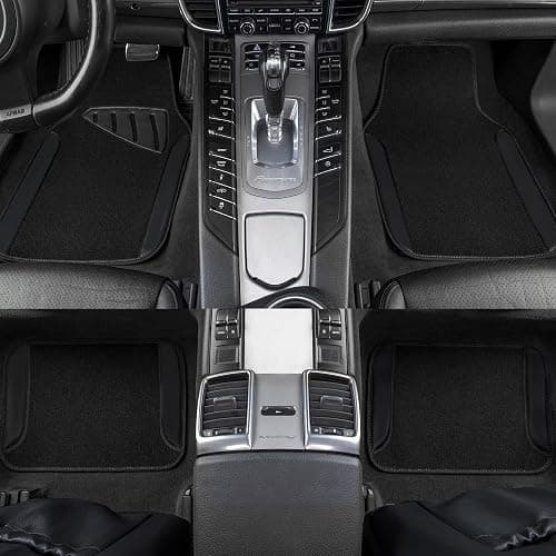 CAR PASS Waterproof Universal Fit Car Floor Mats, Faux Leather Car Carpet Mats, Black Car Mats with Anti-Slip Nibbs Backing & Driver Heel Pad Fit for SUV,Vans,sedans, Trucks,Set of 4pcs(All Black) thumbnail 4