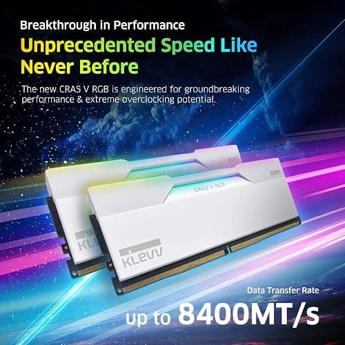 KLEVV CRAS V RGB DDR5 32GB (2x16GB) 7600MHz CL36 A-DIE 1.4V Gaming Desktop Ram Memory SK Hynix Chip XMP 3.0 / AMD Expo Ready - White (KD5AGUA80-76B360J) - 32GB (2 x 16GB) - 7600MHz - White thumbnail 3