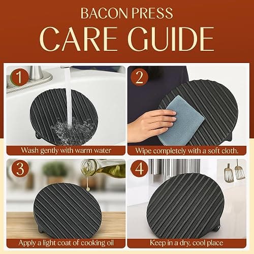 Heavy-Duty Cast Iron Burger Press 8.5 Inch Round Burger Smasher, Grill Press for Cooking Burgers, Bacon, Sandwiches, Steak, Ground Beef, Meats, Sausages, and So On thumbnail 7