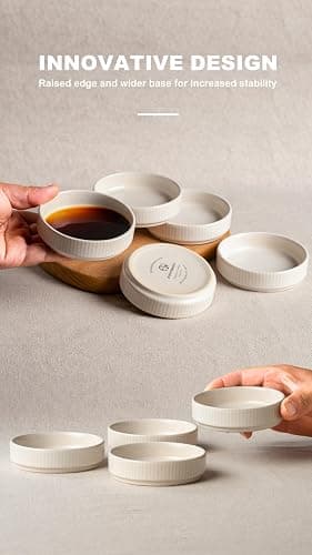 famiware Star Soy Sauce Dish Ceramic Dipping Bowls Set of 6, 4 oz Individual Dip Sauce Cups/Bowls/Dishes/Plates, Small Serving Bowl for Side Dishes, Dessert, Ice Cream, Sushi - Matte White thumbnail 4