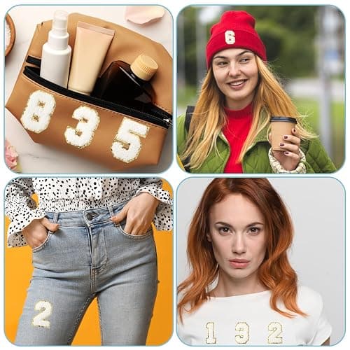 20PCS Chenille Number Patches, Iron on Numbers 0-9 Gilter Varsity Patches Embroidery Self-Adhesive White Applique for Team Jerseys Sports Football Jeans Bags Decors thumbnail 7