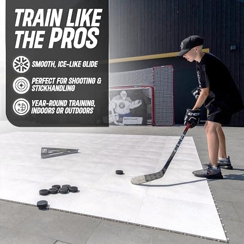Better Hockey Extreme Dryland Flooring Tiles - Synthetic Ice Panels for Hockey, Professional Quality Training Aid for Shooting, Passing and Stickhandling - Total Size 22.5 Square Feet, 10-Tile Pack thumbnail 6