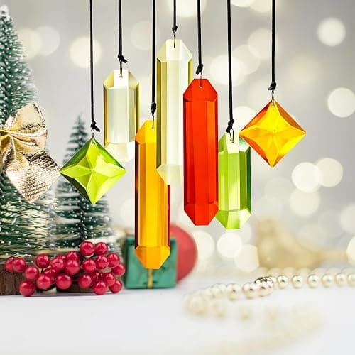 Set of 7 Colorful Crystal Ornaments for Christmas Window Hanging, Crystal Prisms Icicle Ornaments, Stained Gass Art Suncatcher for Indoor Window for Women - Image 1