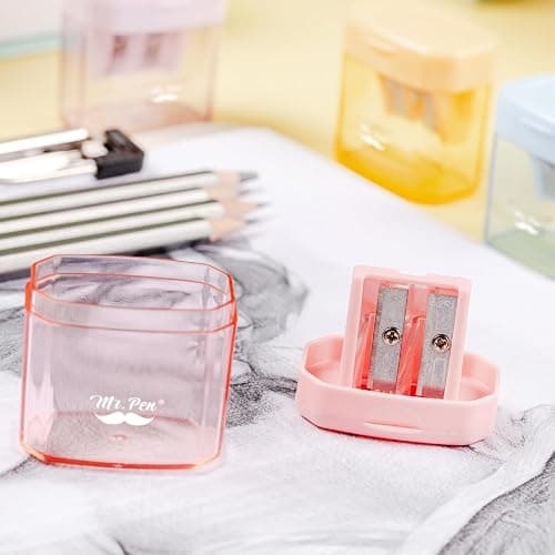 Mr. Pen- Manual Pencil Sharpener, 4 Pack, Colorful, Dual Holes | Compatible with Standard and Jumbo Pencils, Snap-on Lid, Colored Handheld Pencil Sharpener for Artists, Classroom thumbnail 8