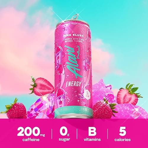Alani Nu PINK SLUSH, Sugar Free, Low Calorie Energy Drinks, 200mg Caffeine, Biotin, B Vitamins, Zero Sugar, 10 Calories, 12 Fl Oz Cans, 12 Pack thumbnail 5