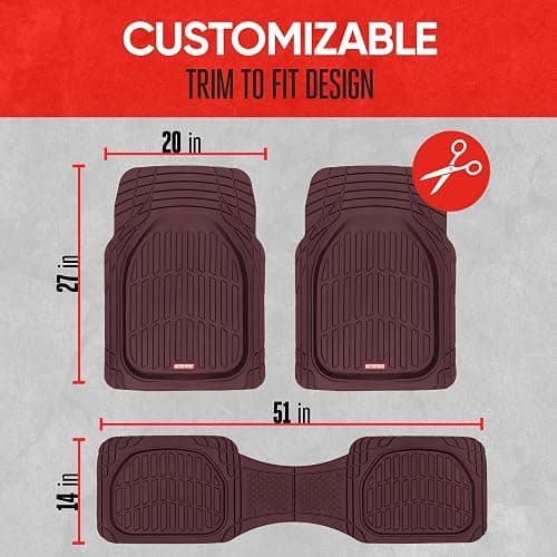 BDK Red All Weather Heavy Duty Car Floor Mats Interior Liners for Auto Van Truck SUV, Heavy Duty All Weather Protection, Fits Front & Rear thumbnail 8