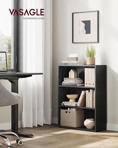 VASAGLE Custos Collection - Bookshelf, 3-Tier Bookcase, Book Shelf, Open Storage Shelf, 9.4 x 23.6 x 32 Inches, for Living Room, Home Office, Dinning Room, Ebony Black ULBC163T56 thumbnail 2