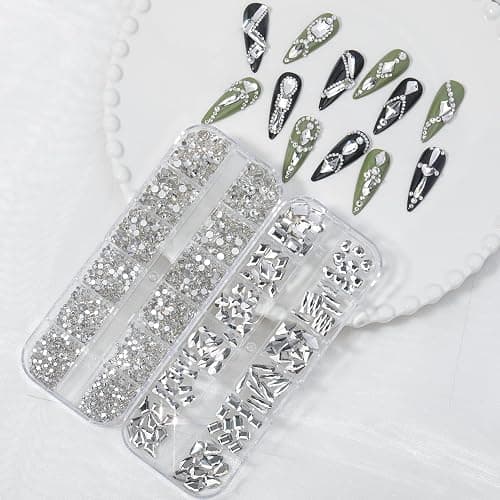 HNUIX Nail Rhinestones - 3D Multi Shape Size, Crystal Clear Nail Gems, Flat Back, with Kit, for Nail Art, DIY Decorations thumbnail 4