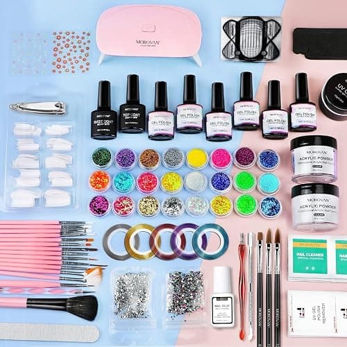 Morovan Acrylic Nail Kit with Everything: Gel Nail Polish Kit with Premium Acrylic Powder Fast Curing UV Gel Beginner Friendly Nail Extension Kit thumbnail 8