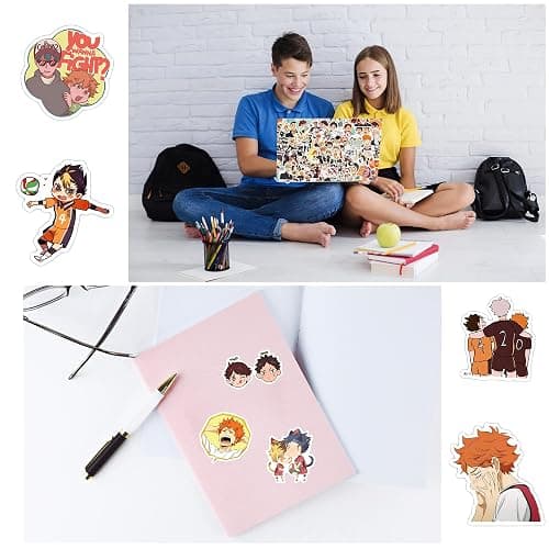 Pounchi Volleyball Anime Stickers (200 Pcs) Cute Cartoon PVC Sticker, Gifts for Laptop Water Bottle Skateboard Party Supplies Decorations Teens Kids thumbnail 4