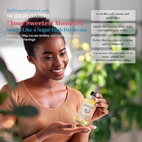 Soothing House Bubblegum Cotton Candy: Moisturizing Body Oil for Soft, Glowing Skin with Almond & Jojoba Oil (4 fl oz) thumbnail 4