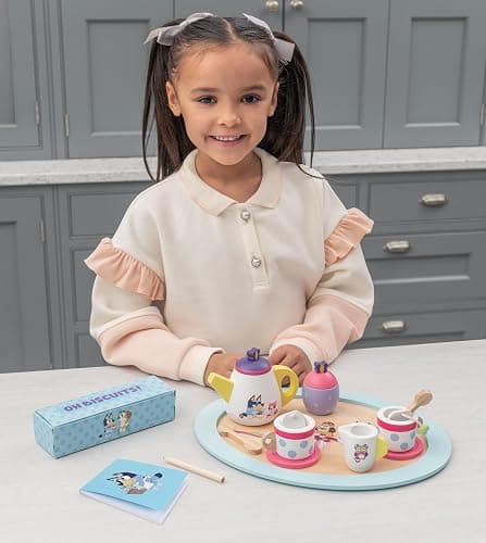 Bluey – Tea Party Set – Wooden 18-Piece Pretend Play Set with Tray, Teapot, Tea Cups, Biscuits, and Notepad for Children 3 Years and up – Imaginative Fun and Role-Playing, FSC Certified thumbnail 2