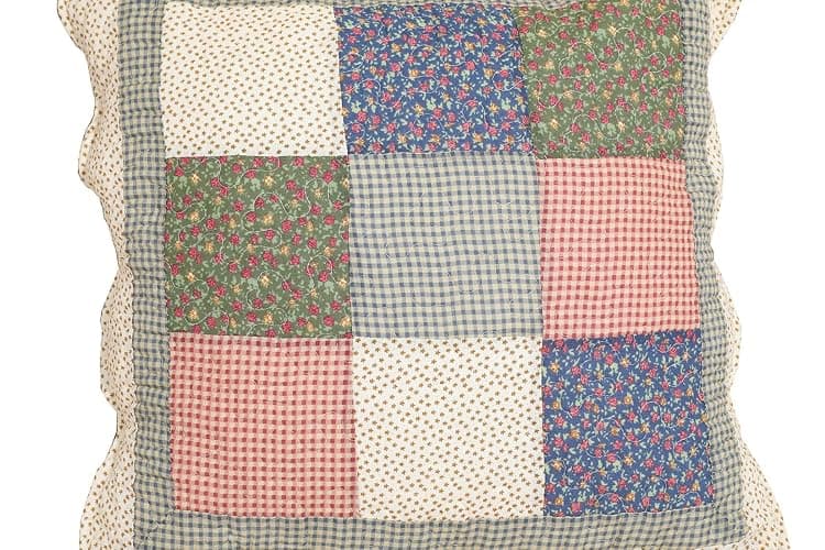 vctops Set of 2 Quilted 100% Cotton Boho Throw Pillow Covers 18" x 18" Farmhouse Country Floral Patchwork Decorative Cushion Cover, Patchwork Flower M thumbnail 6